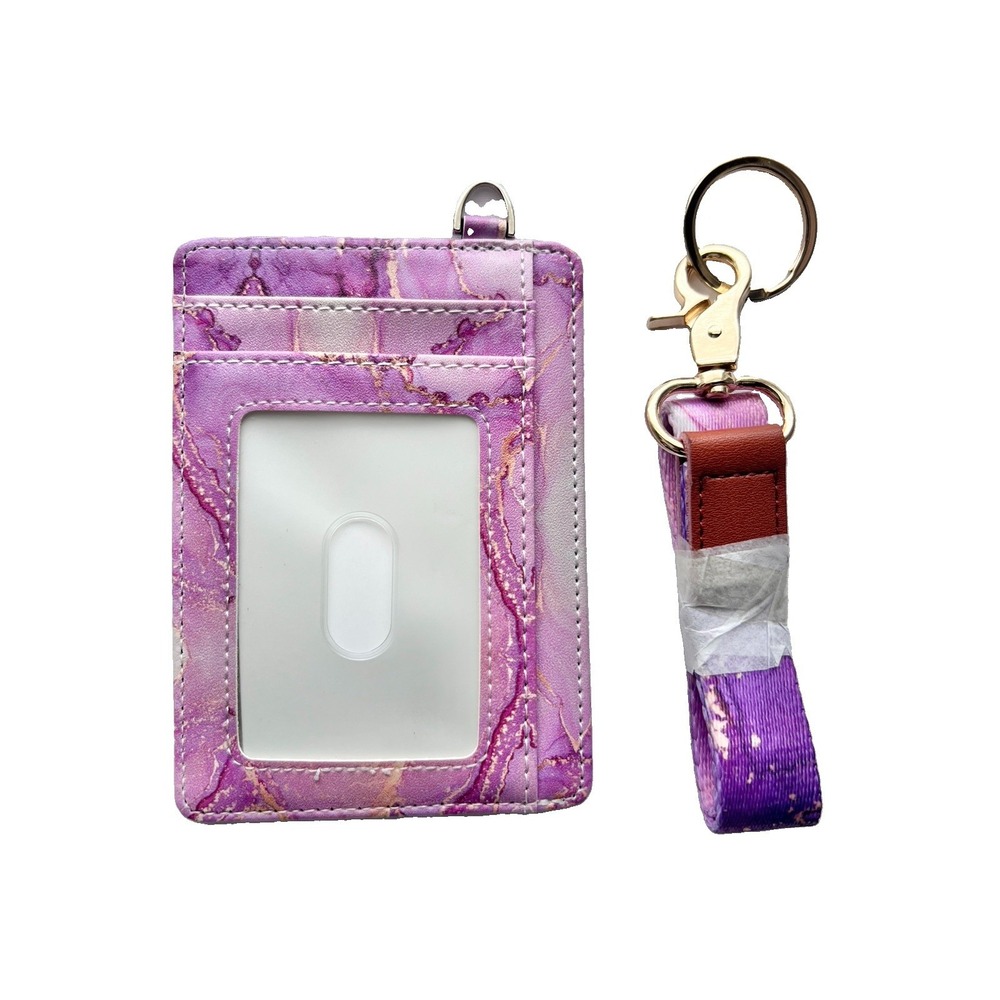 Slim Front Pocket Wallet Purple Marble Small Tote Women Clothing Accessory